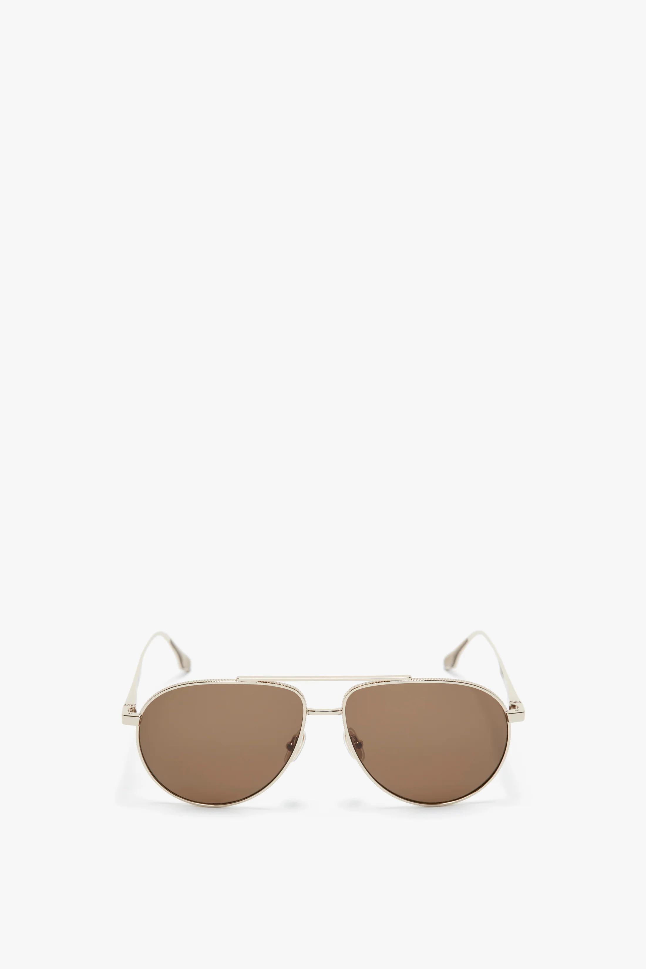 V Metal Pilot Sunglasses In Gold-Khaki | Victoria Beckham US