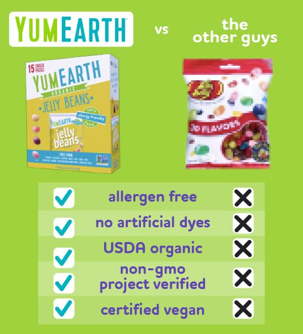 YumEarth Organic Jelly Beans - Fruity Candy Snack Packs, Gluten Free Snacks for Kids - Allergy Fr... | Amazon (US)