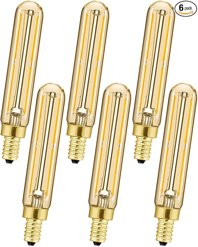 LEOOLS LED Bulb Dimmable 4W Equal 2500k Warm White Amber T6 E12 Candelabra Bulb 40 watt for Chand... | Amazon (US)