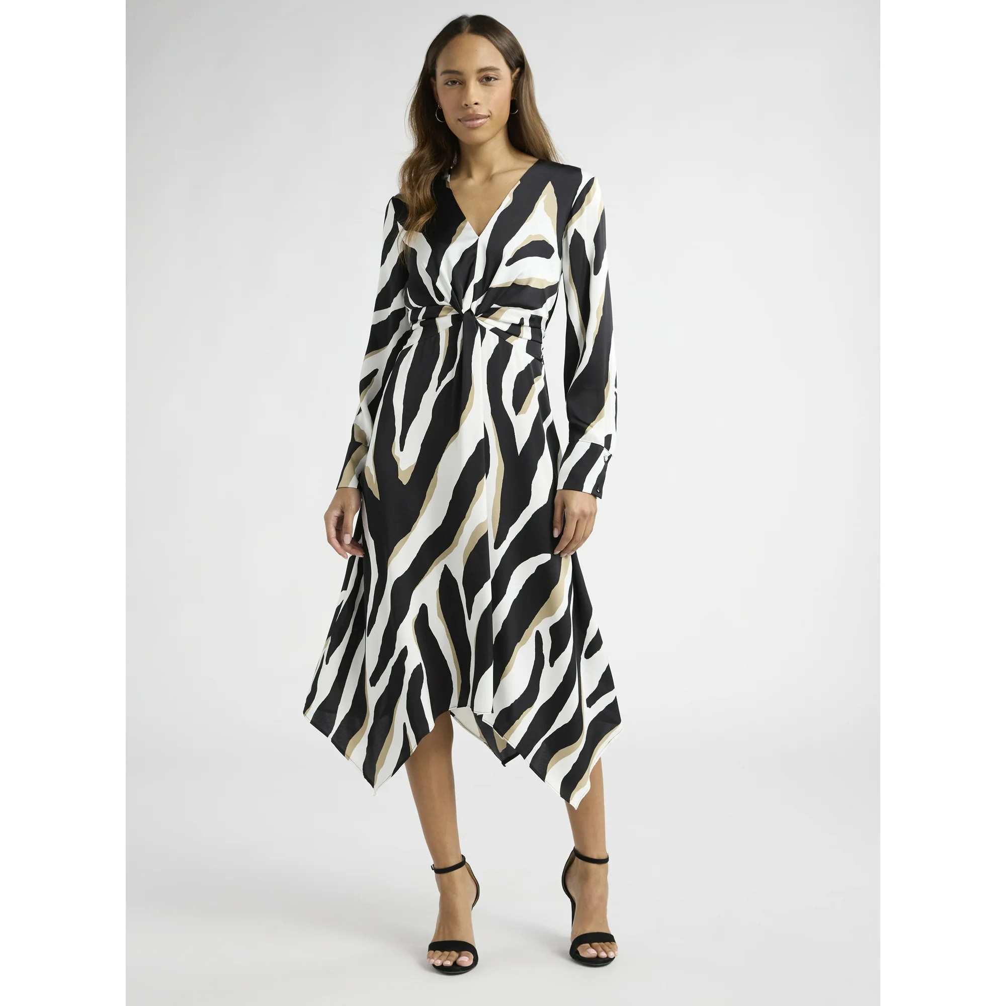 Sofia Jeans Women's Twist Front Dress, Mid Calf Length, Sizes XS-XXXL | Walmart (US)