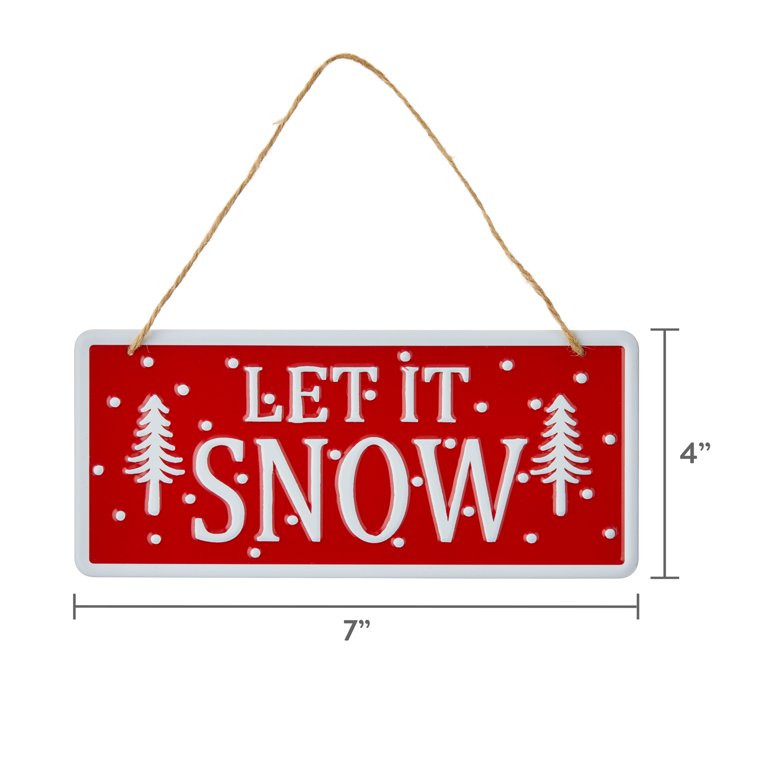 Let it Snow Christmas Ornament, Red and White, 4 in, by Holiday Time | Walmart (US)
