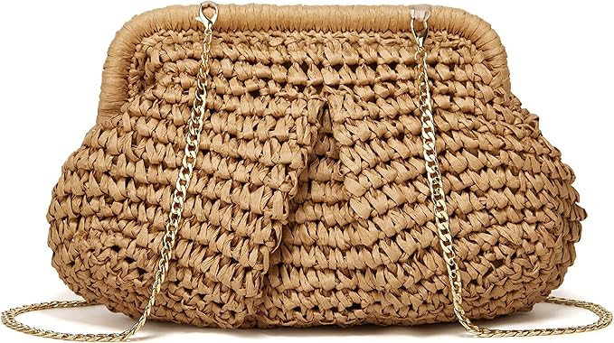 Molodo Women Straw Crossbody Clutch Purse Straw Shoulder Handbag Cloud Dumpling Pouch Rattan Summ... | Amazon (US)