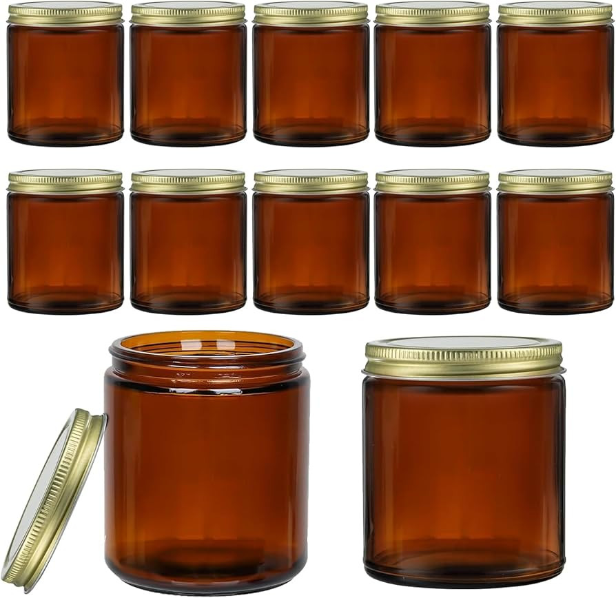 6 Pack 8Oz Glass Jars with Lids, Amber Glass Jars with Lids, Small Glass Jars for Canning, Food S... | Amazon (US)