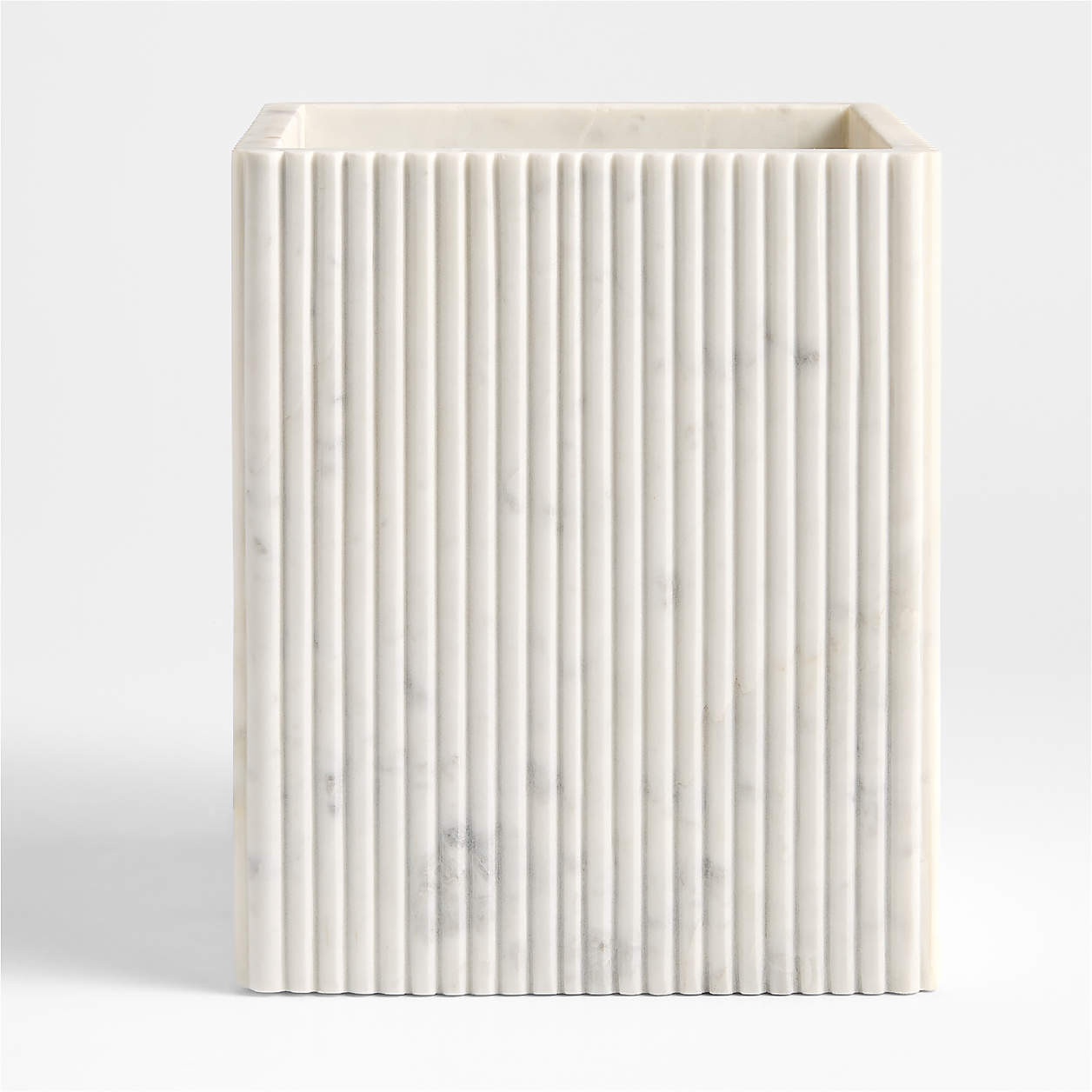 Carmen Fluted White Marble Trash Can + Reviews | Crate & Barrel | Crate & Barrel
