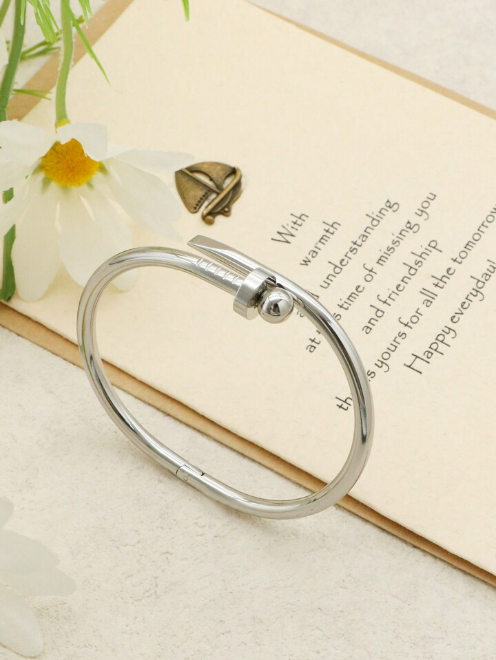 1 Piece Stainless Steel Nail Ball Shape Bangle Bracelet for Men Women | SHEIN