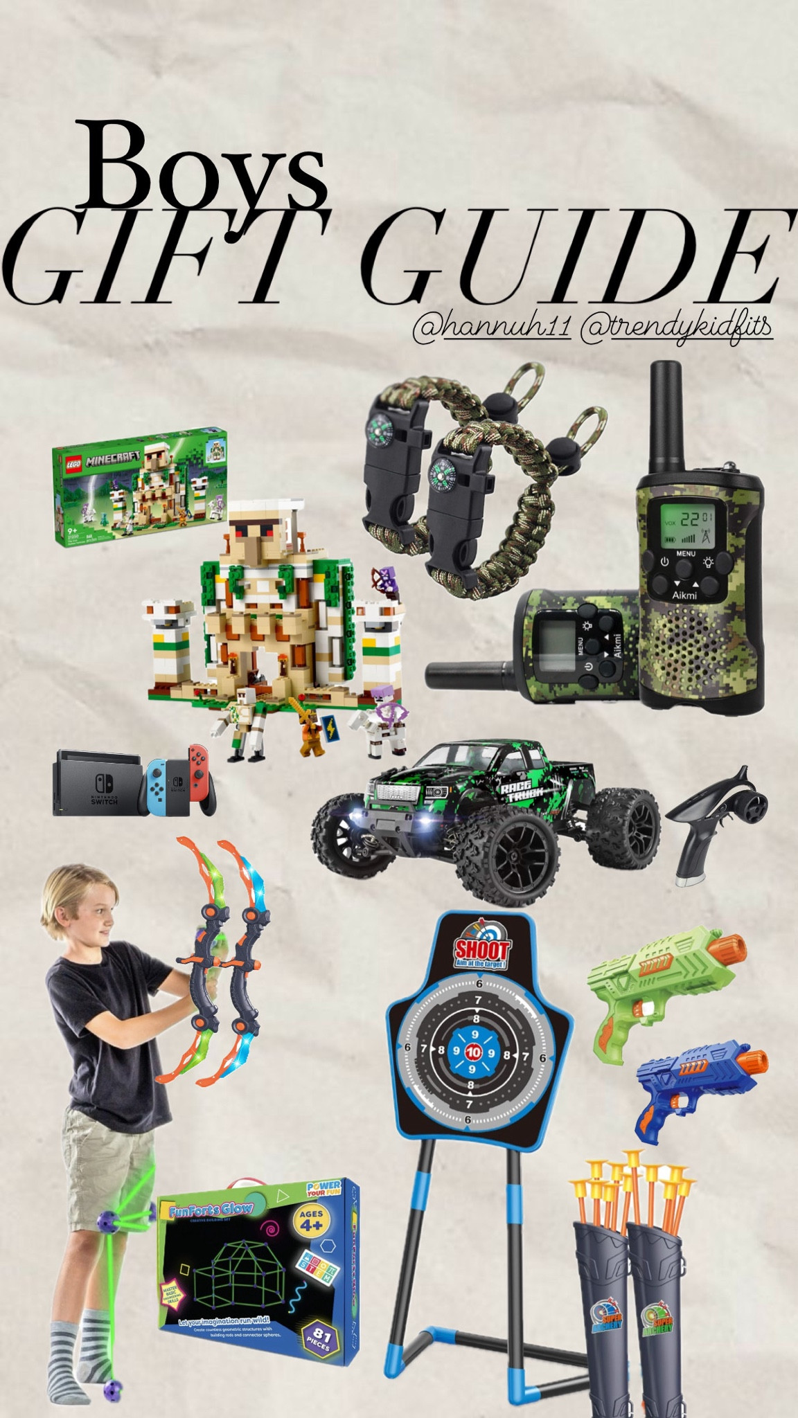 BOYS GIFT GUIDE - LEGO, RC CAR, SHOOTING , SWITCH, FORT

#LTKHoliday #LTKGiftGuide #LTKkids