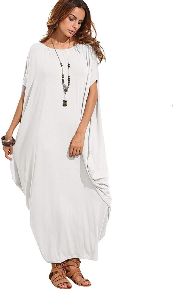 Women's One Off Shoulder Caftan Sleeve Harem Maxi Dress | Amazon (US)