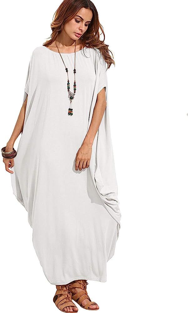 Women's One Off Shoulder Caftan Sleeve Harem Maxi Dress | Amazon (US)