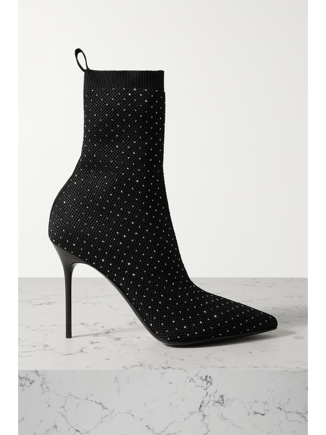 Balmain - Crystal-embellished Stretch-knit Sock Boots - Black | NET-A-PORTER (US)