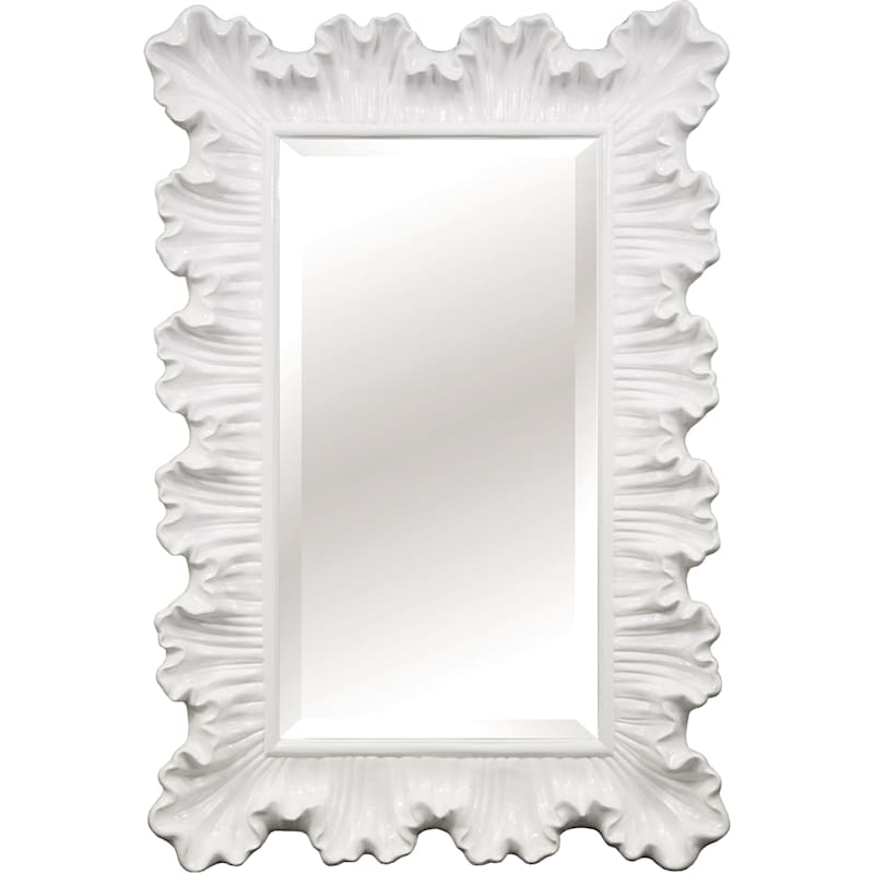 Grace Mitchell Ariel White Ruffle Framed Wall Mirror, 33x48 | At Home
