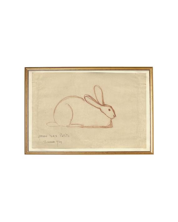 Vintage Bunny Drawing Wall Art Bunny Sketch Printed Bunny | Etsy | Etsy (US)