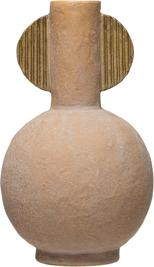 Bloomingville Stoneware Distressed Terracotta and Gold Finish Vase, Terracotta & Gold | Amazon (US)