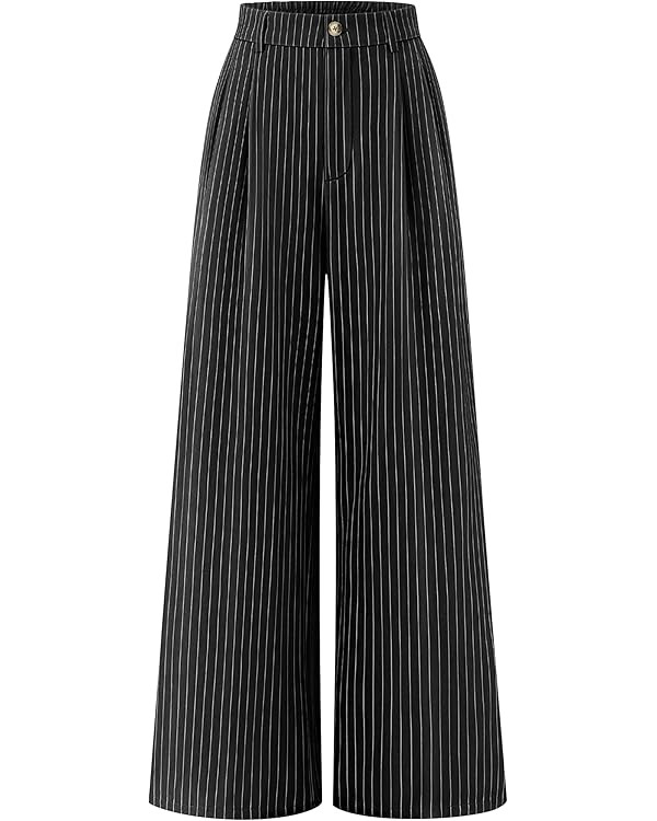 ZESICA Women's Wide Leg Striped Palazzo Pants 2026 High Waist Straight Business Work Dressy Slack... | Amazon (US)