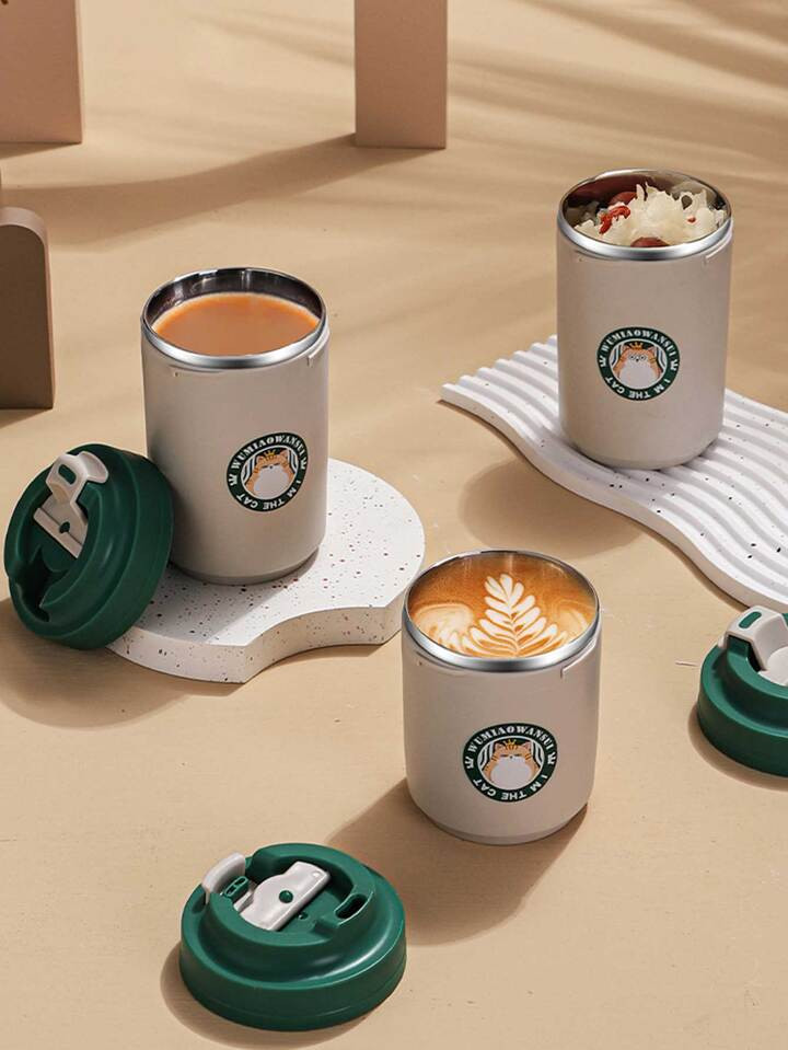 1pc 480ml Portable Travel Mug, 304 Stainless Steel Americano Latte Coffee Cup | SHEIN