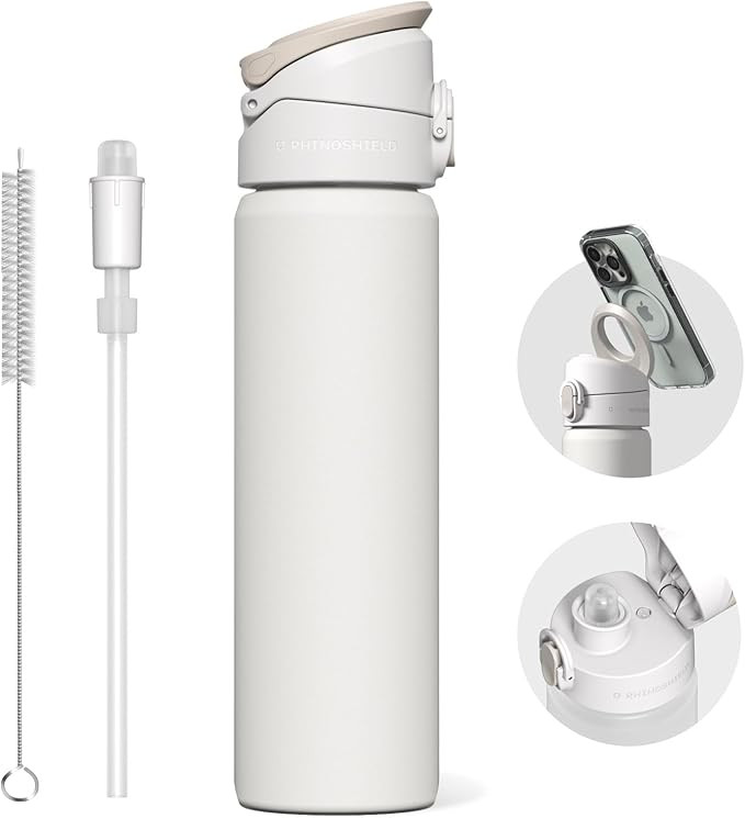 RHINOSHIELD AquaStand Magnetic Bottle 23 oz | Stainless Steel Insulated Water Bottle with Straw L... | Amazon (US)