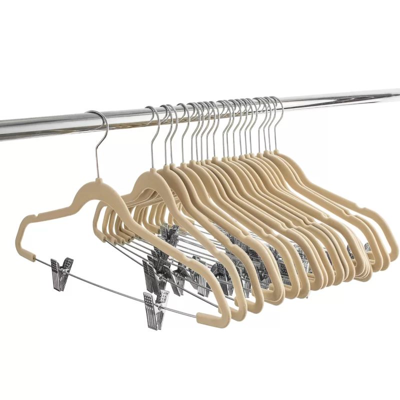 Edmund Velvet Non-Slip Standard Hanger and Hanger with Clips (Set of 70) | Wayfair North America