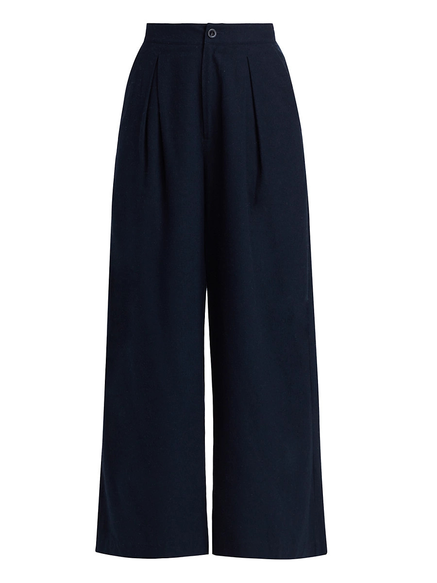 Women's Silk Relaxed Cropped Trousers - Navy - Size 14 | Saks Fifth Avenue