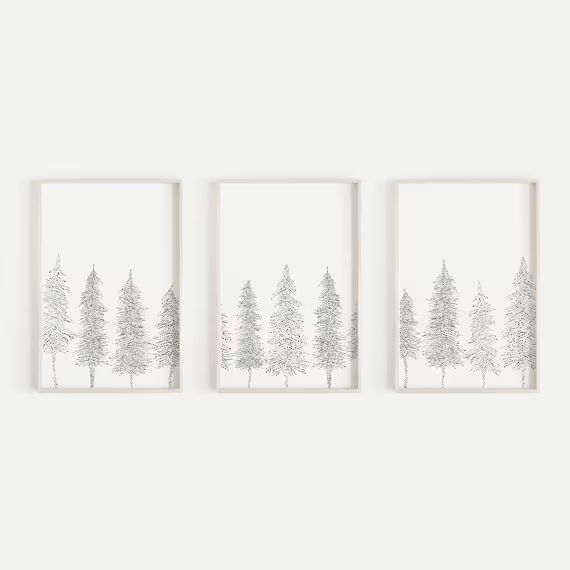 Pine Tree Print Set of 3 Scandinavian Winter Forest Nordic - Etsy Canada | Etsy (CAD)
