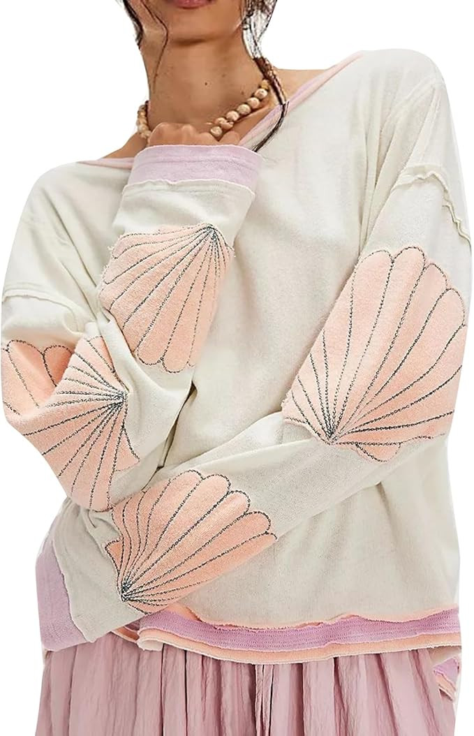 Amiblvowa Women Cute Floral Graphic Sweatshirt Teen Girls Y2K Vintage Aesthetic Preppy Pullover T... | Amazon (US)