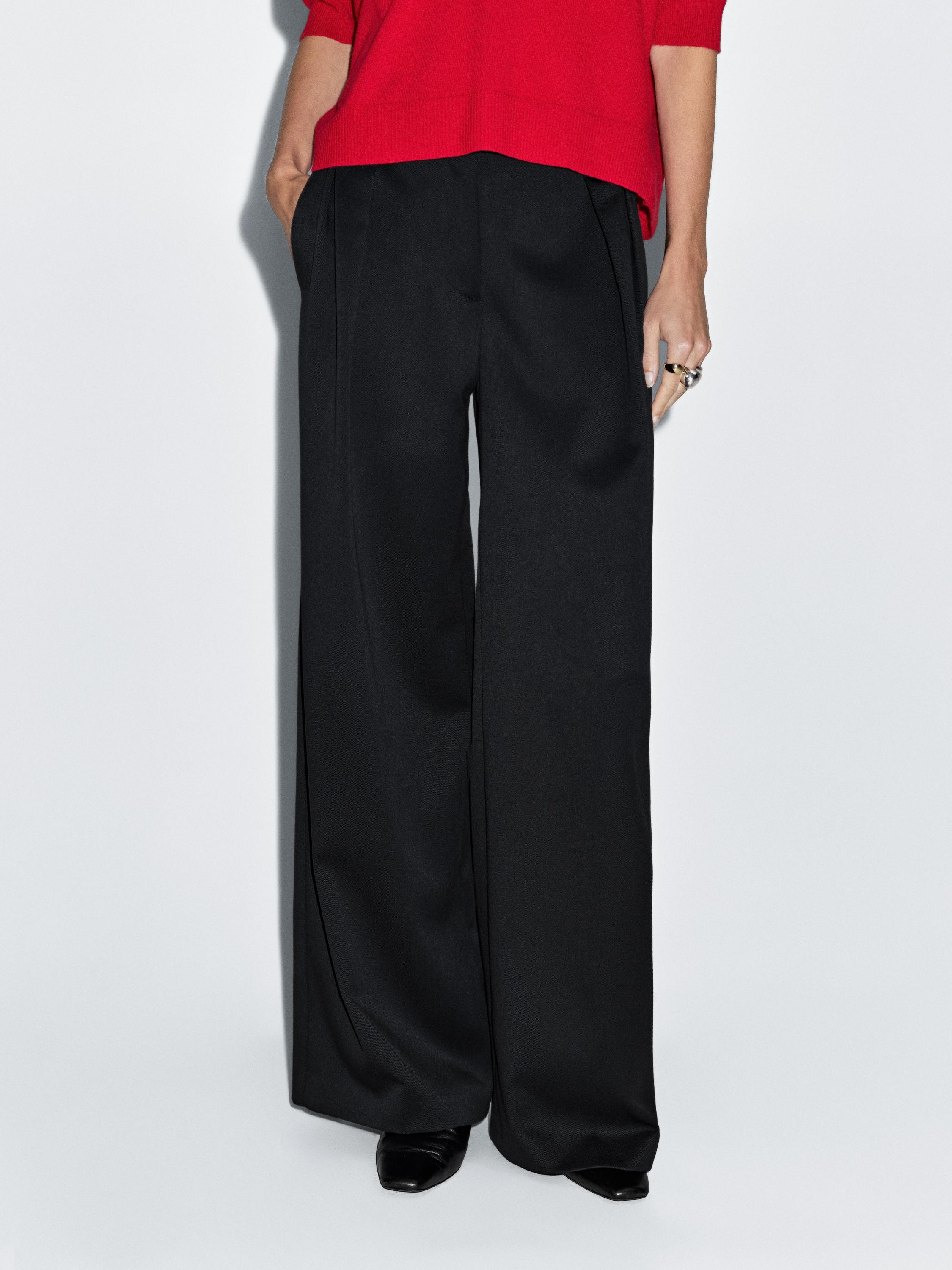 Darted wide-leg trousers | Massimo Dutti US