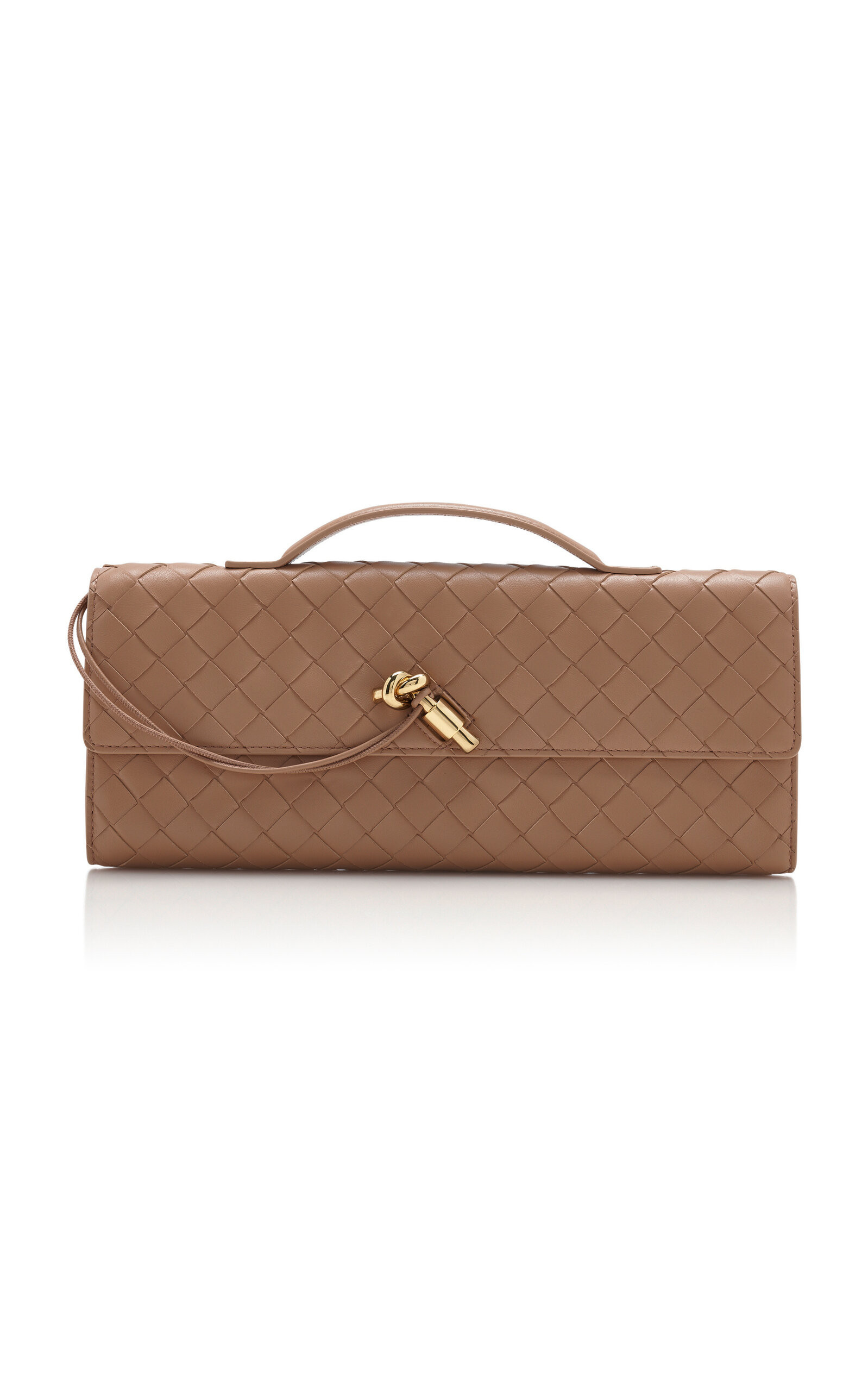 Bottega Veneta - Andiamo Intrecciato Leather Clutch - Neutral - OS - Moda Operandi | Moda Operandi (Global)