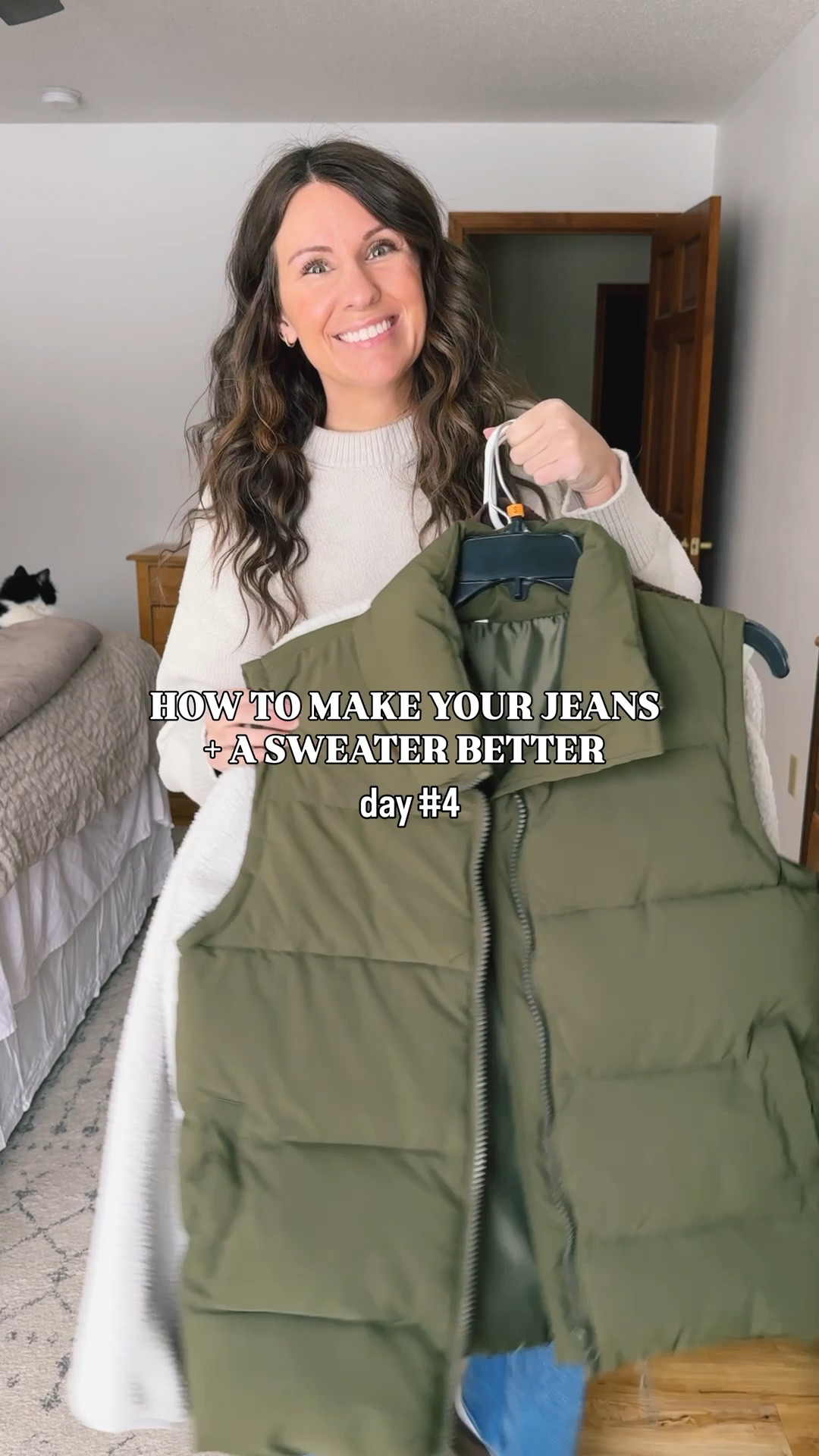 Jeans + sweater is one of my go-to outfit combinations, but it can get boring quickly! So, all week long I have been providing tips to make your “jeans and a sweater” outfit better. 

Today is the final day and I’ve shared 4 tips in total of things I add or do to make my sweater + jeans outfits a little more interesting🧡 
like and save for later and remember to scroll back and watch the 3 previous tips! 

Tip # 4: add a layer— there are so many great layering options: puffer vests, sherpa jackets, denim jackets, barn jackets, sherpa vests and more! This is a cute AND practical one because it also adds extra warmth! 

Sizing:
Green puffer vest: size xs (also linked a couple other vests I own)
Sherpa jacket: size small
Denim coat: size small (older so I linked similar)
Sherpa vest: size small
Barn coat: size xs (sold out, so I linked similar)

#outfittips #styletips #jeansandasweater #fashionhacks #widelegjeans 

#LTKootd #LTKPetite #LTKgrwm