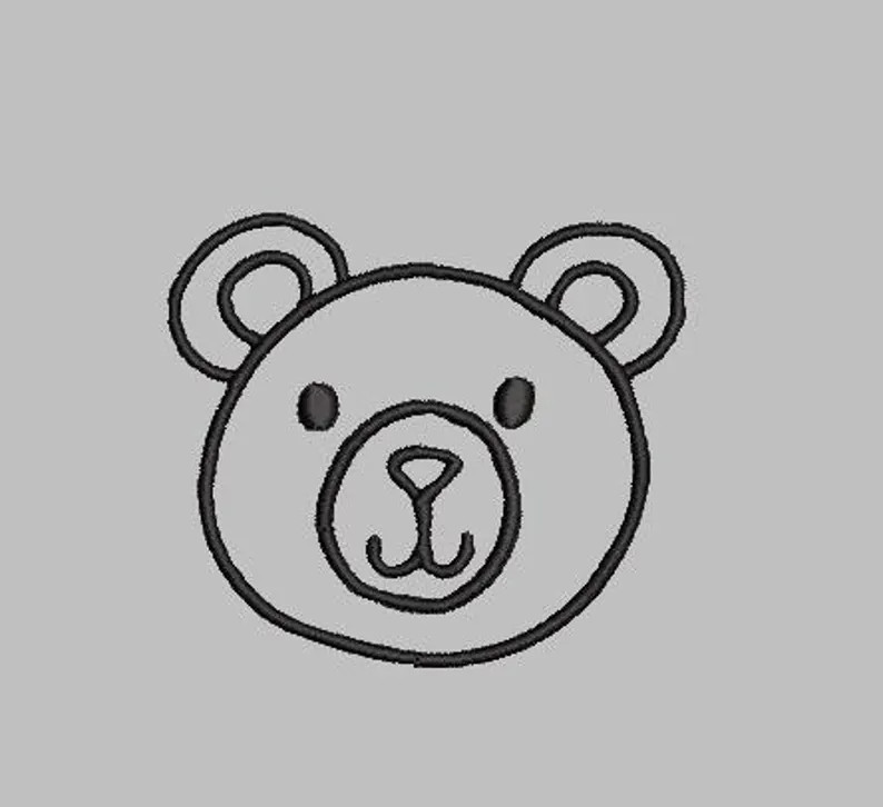Bear Face Outline Embroidery Design - Etsy | Etsy (US)