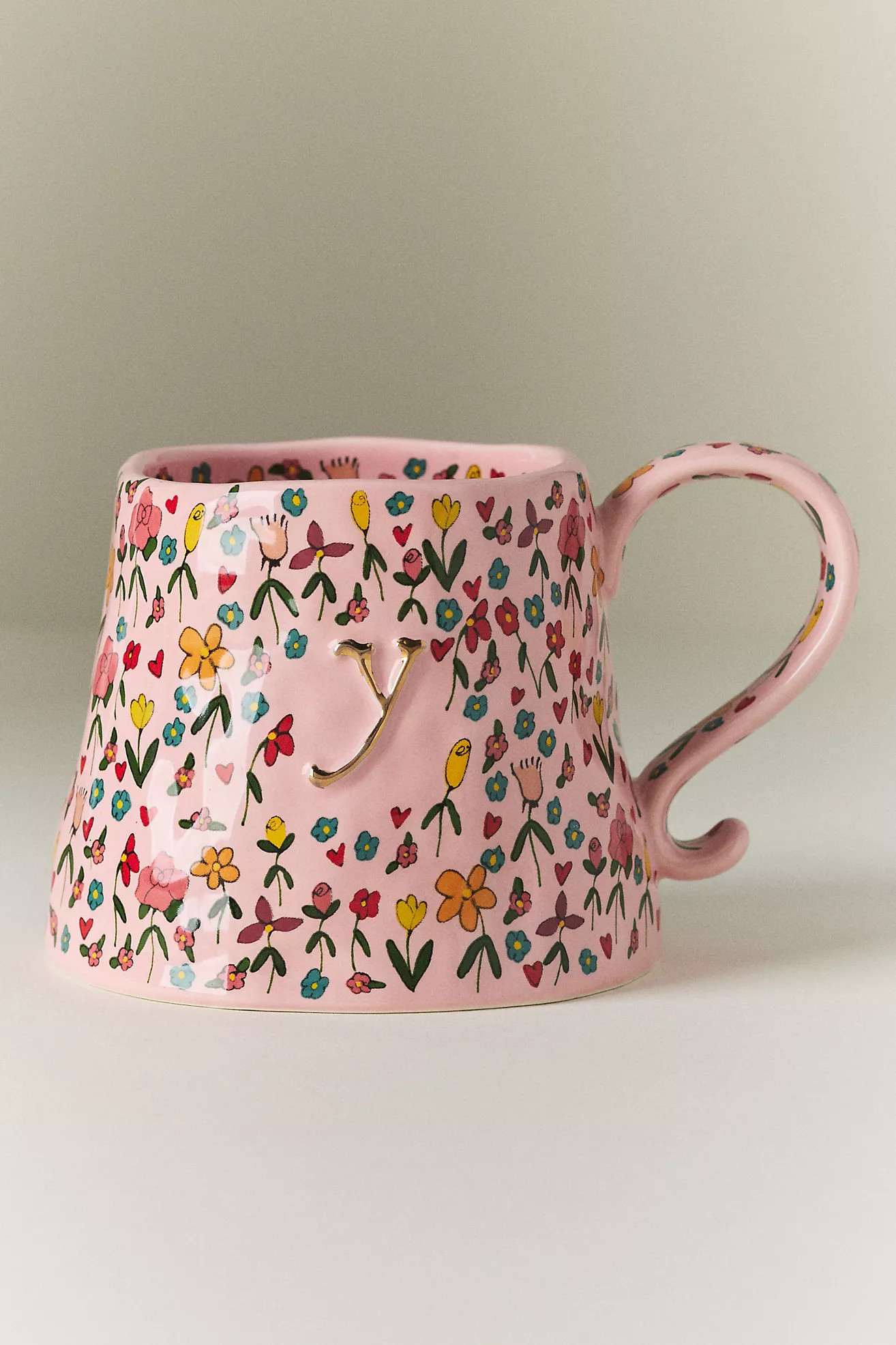 The Mud Fairy Stoneware 24k Gold Accent Monogram Mug | Anthropologie (US)