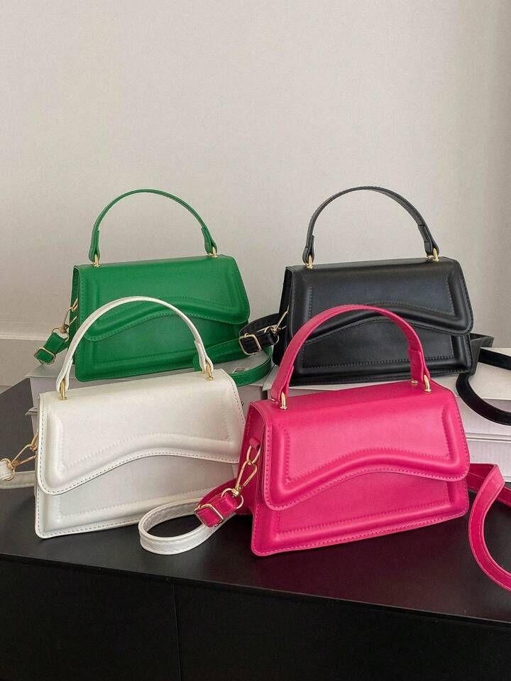 Mini Square Bag Solid White Top Handle Flap Design | SHEIN