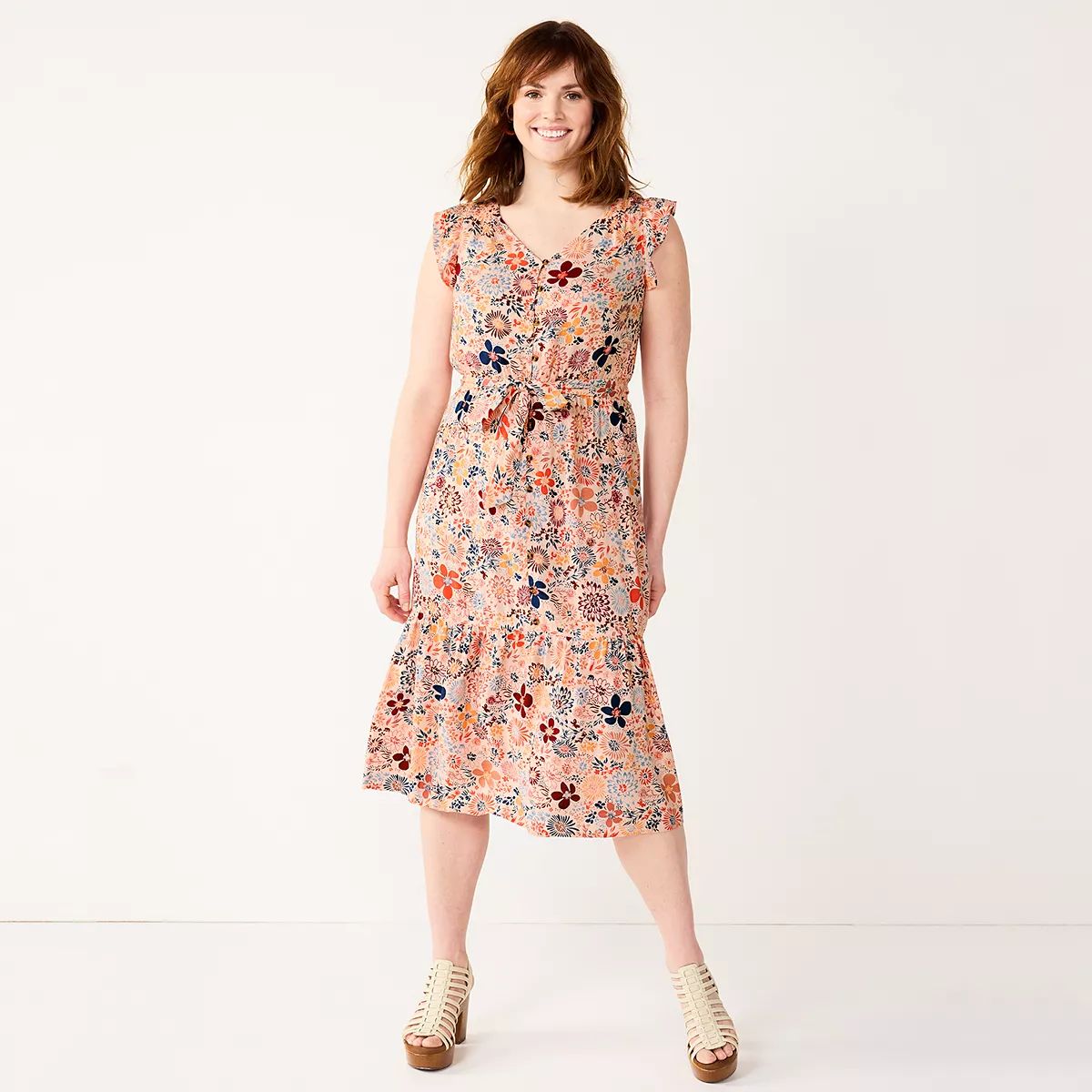 Women's Sonoma Goods For Life® Ruffle Midi Dress | Kohl's