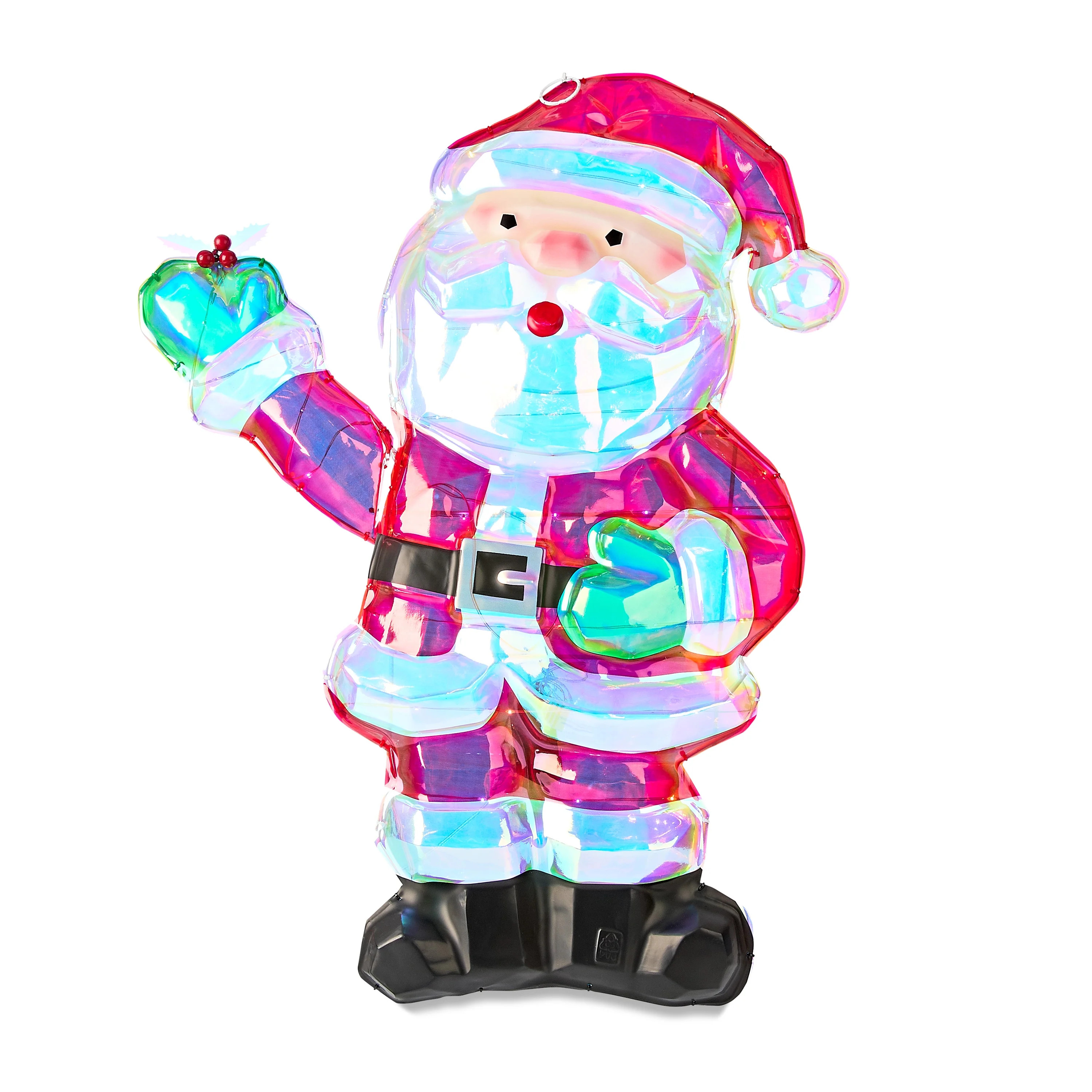 30" Light-up Battery-Operated 2D Prismatic Polygon Santa, Holiday Time | Walmart (US)