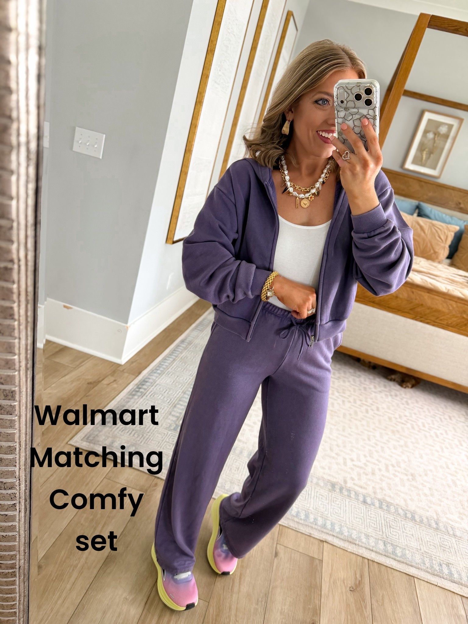 This new Walmart matching set is SO cute and comfy! 💜 And BOTH pieces are under $20! I love the rich purple color, cropped zip-up hoodie and relaxed pants together—it’s the perfect elevated comfy outfit for school drop-off, errands, travel days or lounging at home. Styled with a simple tank, colorful sneakers and layered jewelry for an easy Walmart athleisure look that still feels put together. Such a good affordable Walmart fashion find!

#walmartfashion #walmartfinds #walmartstyle #walmartnewarrivals #walmartfashionfinds #walmartoutfit #walmartmatchingSet #matchingset #affordablefashion #comfyoutfit #athleisure #athleisurestyle #casualoutfit #traveloutfit #schooldropoffstyle #momstyle

#LTKootd