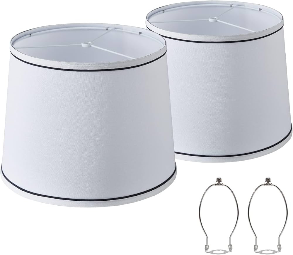 White Bedside Lamp Shades Set of 2 Replacement, Fabric Lampshades for Table Lamps Floor Lamps, Me... | Amazon (US)