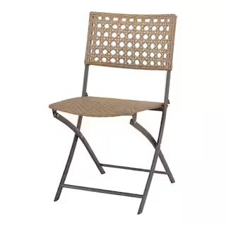 Mix and Match Dark Taupe Cane Wicker Folding Outdoor Dining Chair | The Home Depot