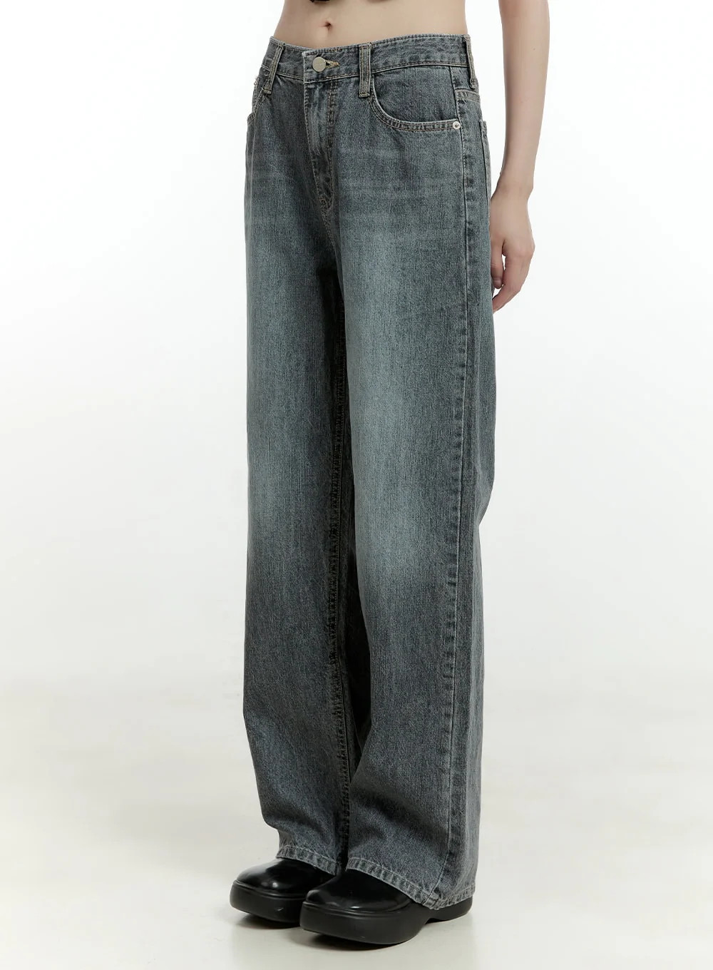 Washed Wide Leg Jeans CL426 | Lewkin