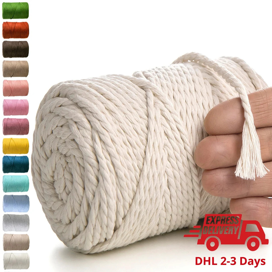 Meriwoolart Macrame Yarn 4 Mm, 75m Soft Macrame Cord, Strong Recycled Cotton Rope String for Drea... | Etsy (UK)