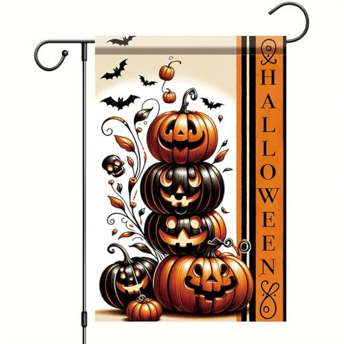 Saoplasa Halloween Garden Flag Halloween Pumpkin Stack Flag 12x18 Inch Double Sided for Trick or Treat Spooky Yard Small Banner Fall Party Outdoor Decor | Amazon (US)