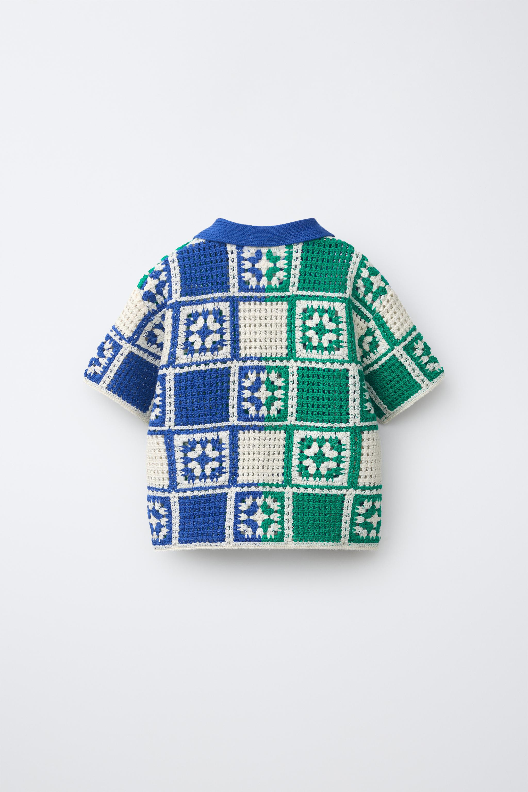 MOSAIC CROCHET KNIT SHIRT | Zara US