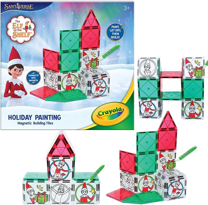 CreateOn Crayola Elf on The Shelf Paint On Tiles, Magnetic Building Tiles Kit with Crayola Paint ... | Amazon (US)