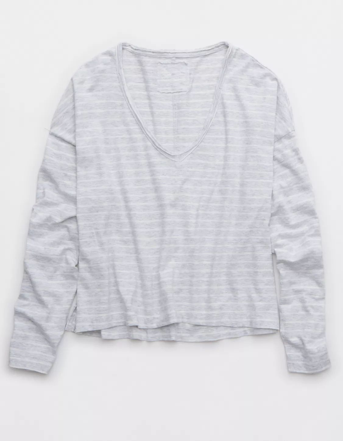 Aerie Long Sleeve Slouchy Oversized V-Neck T-Shirt | American Eagle Outfitters (US & CA)