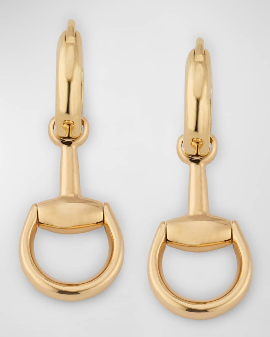 Gucci 18K Yellow Gold Horsebit Drop Earrings | Neiman Marcus