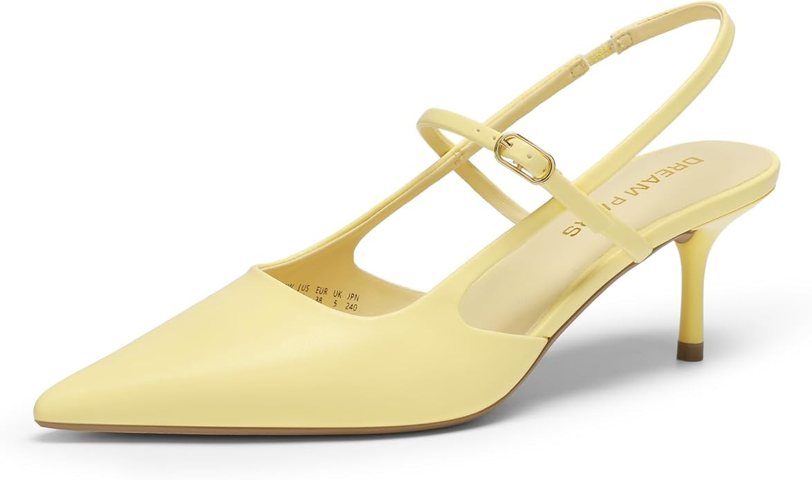 DREAM PAIRS Women's Slingback Kitten Heels Pointed Toe Pumps Adjustable Strap Elegant Dress Shoes... | Amazon (CA)