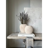 White Matte Vase 9'' Tall, Hand Finish Artisan Vase, Minimalist Style Stone Texture Rustic Pottery,  | Etsy (US)