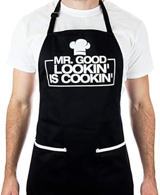 Funny Apron for Men - Mr. Good Looking is Cooking - BBQ Grill Apron for a Husband, Dad, Boyfriend... | Amazon (US)