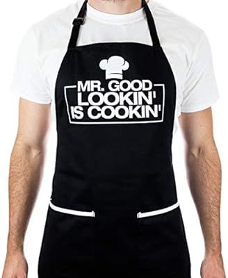 Funny Apron for Men - Mr. Good Looking is Cooking - BBQ Grill Apron for a Husband, Dad, Boyfriend... | Amazon (US)