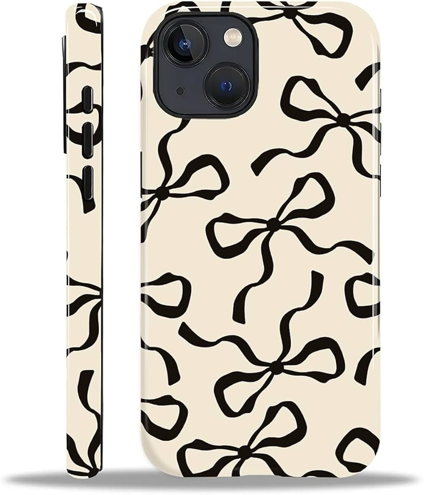 for iPhone 13/iPhone 14 Case,HL2 Aesthetic Black Bow Hybrid 2 Layer Hard Shell Silicone Protectiv... | Amazon (US)