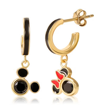 Minnie Mouse Black Enamel Hoop Earrings | Target