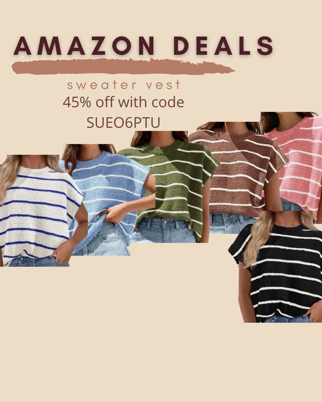 $14 ends 4/26

Amazon fashion
Amazon deals
Sweater vest
Striped top

#LTKSaleAlert