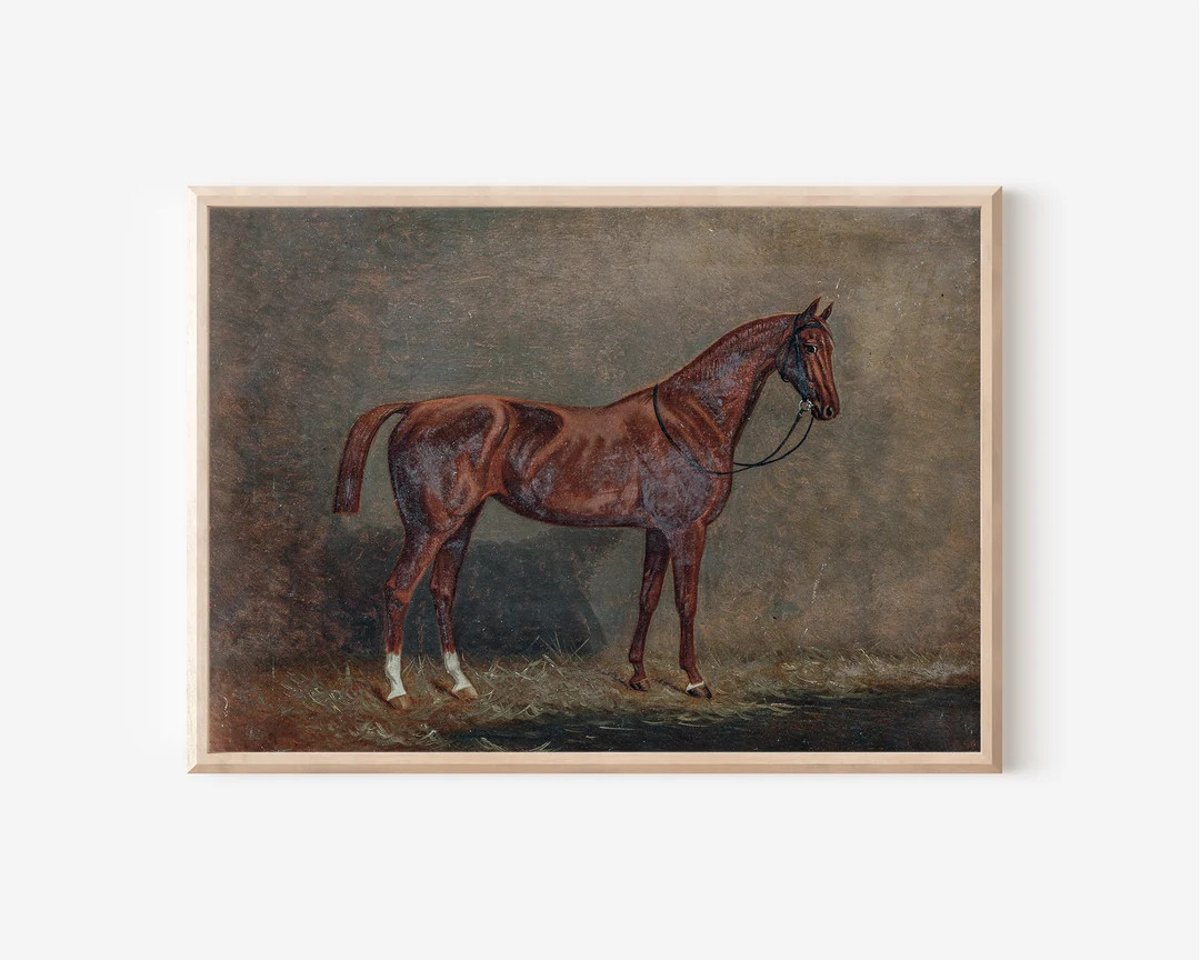Vintage Equestrian Horse Art Print Dark Academia Cottage Core Decor Moody Wall Art Downloadable P... | Etsy (US)