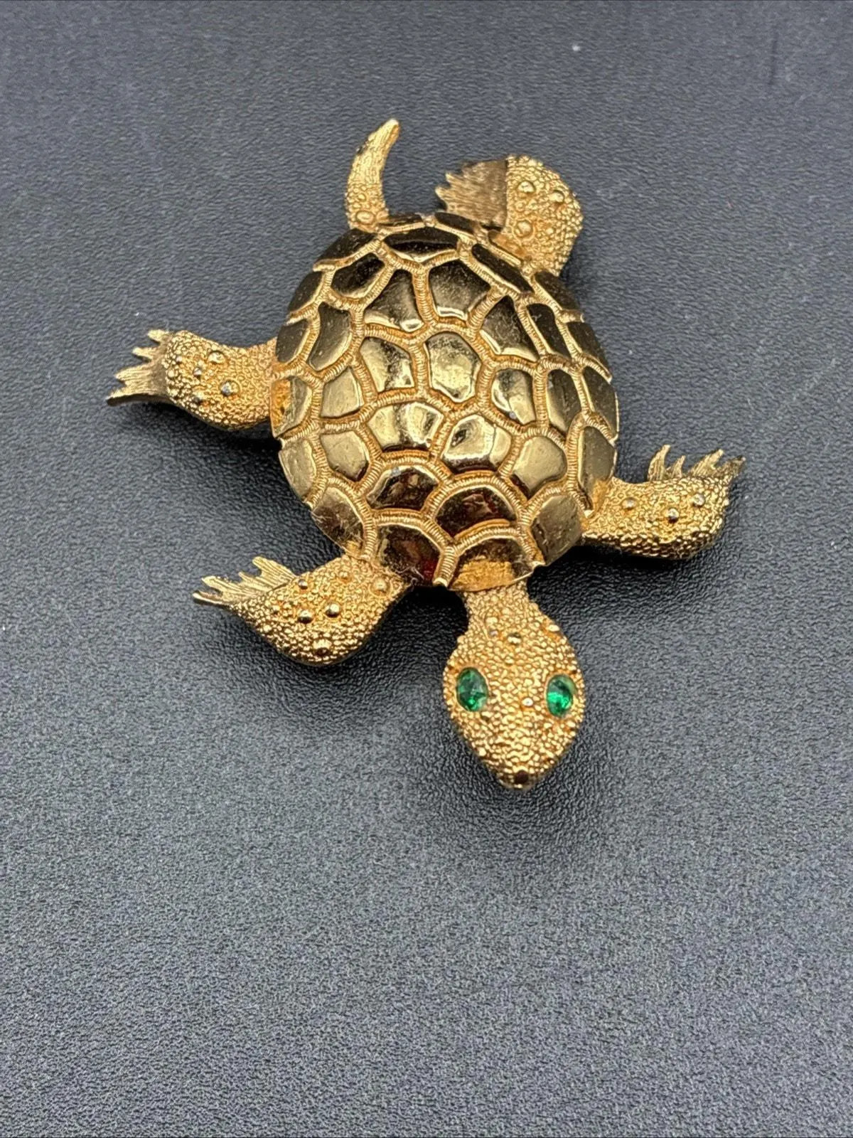 Vintage Monet Turtle Brooch Pin Gold Tone Green Rhinestone Eyes Jewelry Signed | Etsy (Global)